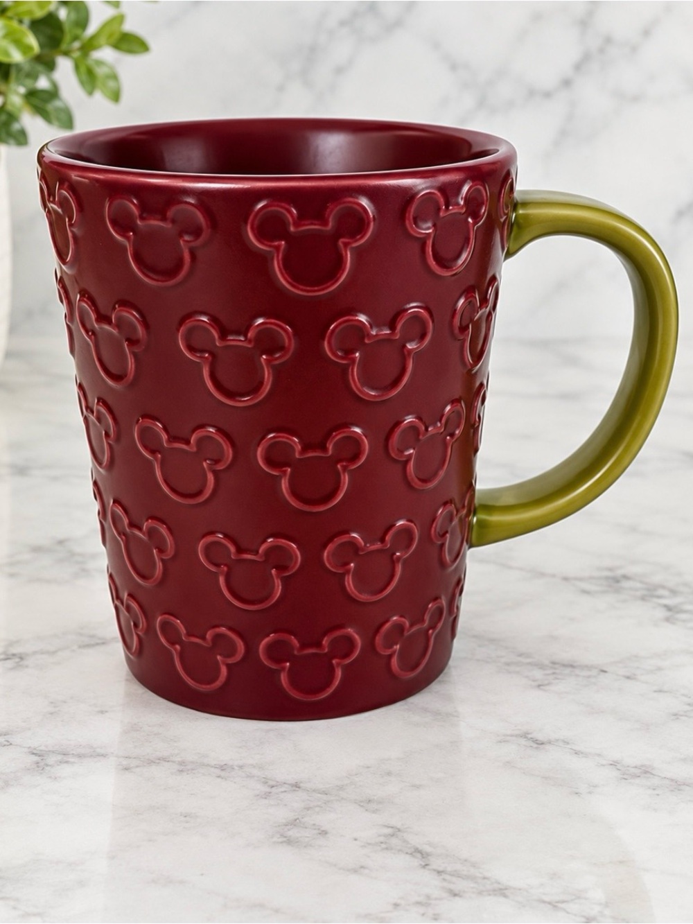 Disney Parks Merry Mickey Mouse Deep Red Icon Holiday Coffee Mug